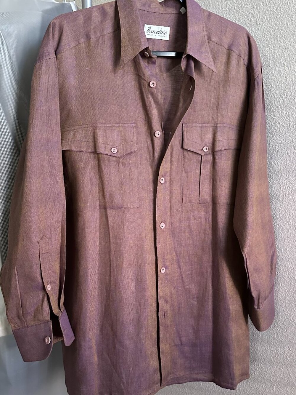 Vintage Barcelino Men’s 100% Linen Shirt Made in France M